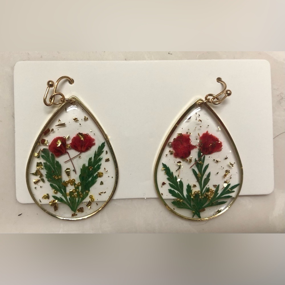 Red Floral Earrings
